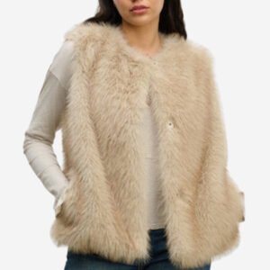 Anastasia Lux Fur Vest - Taupe