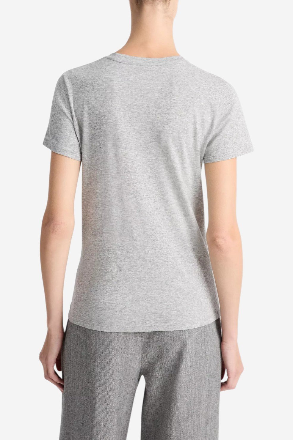 Essential Pima Cotton Crew Neck T-Shirt - Heather Grey - Image 4